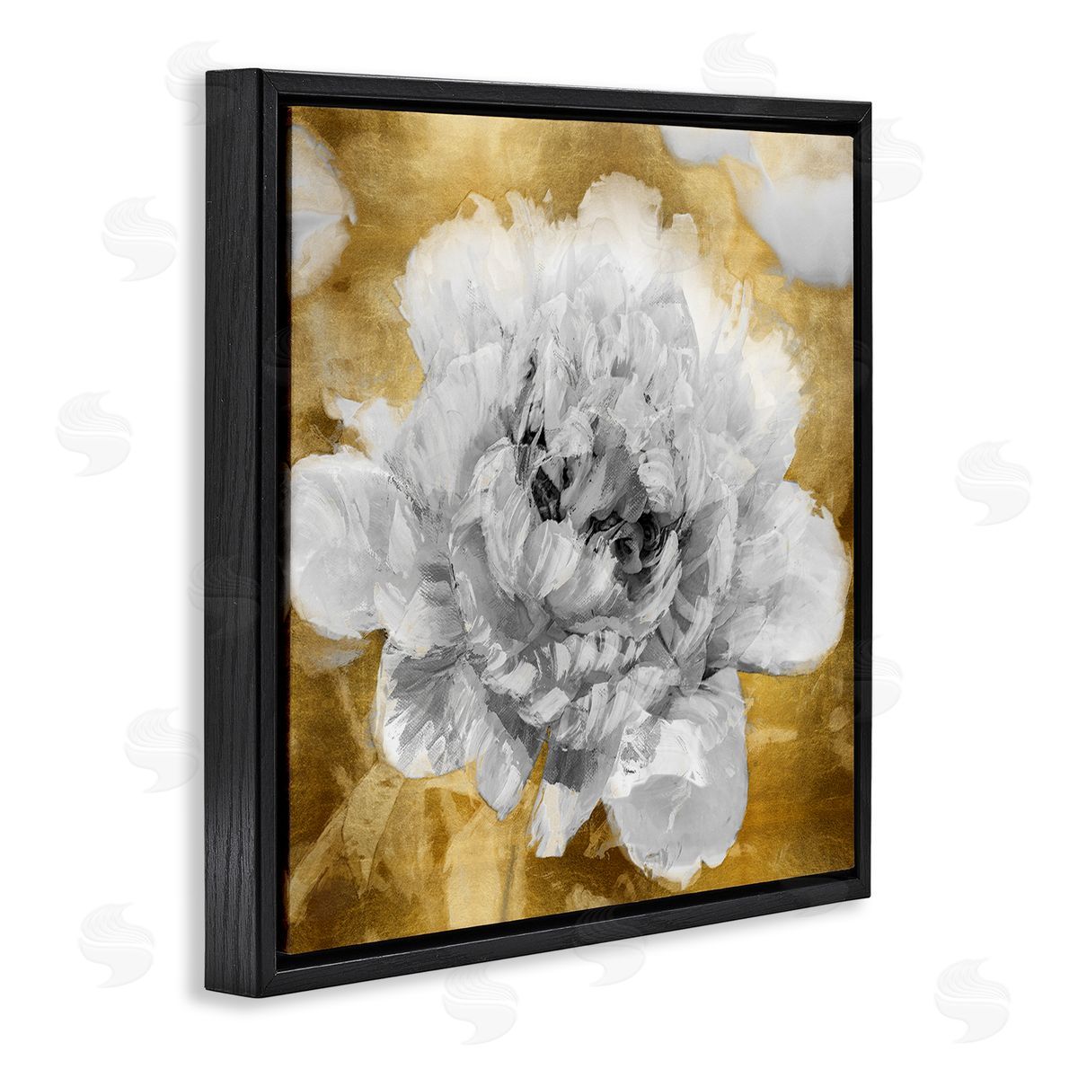 Shawna Sullivan Muted Peony Floral Blossoming Glam Flower Painting Black Floating Frame Canvas Wall Art Print