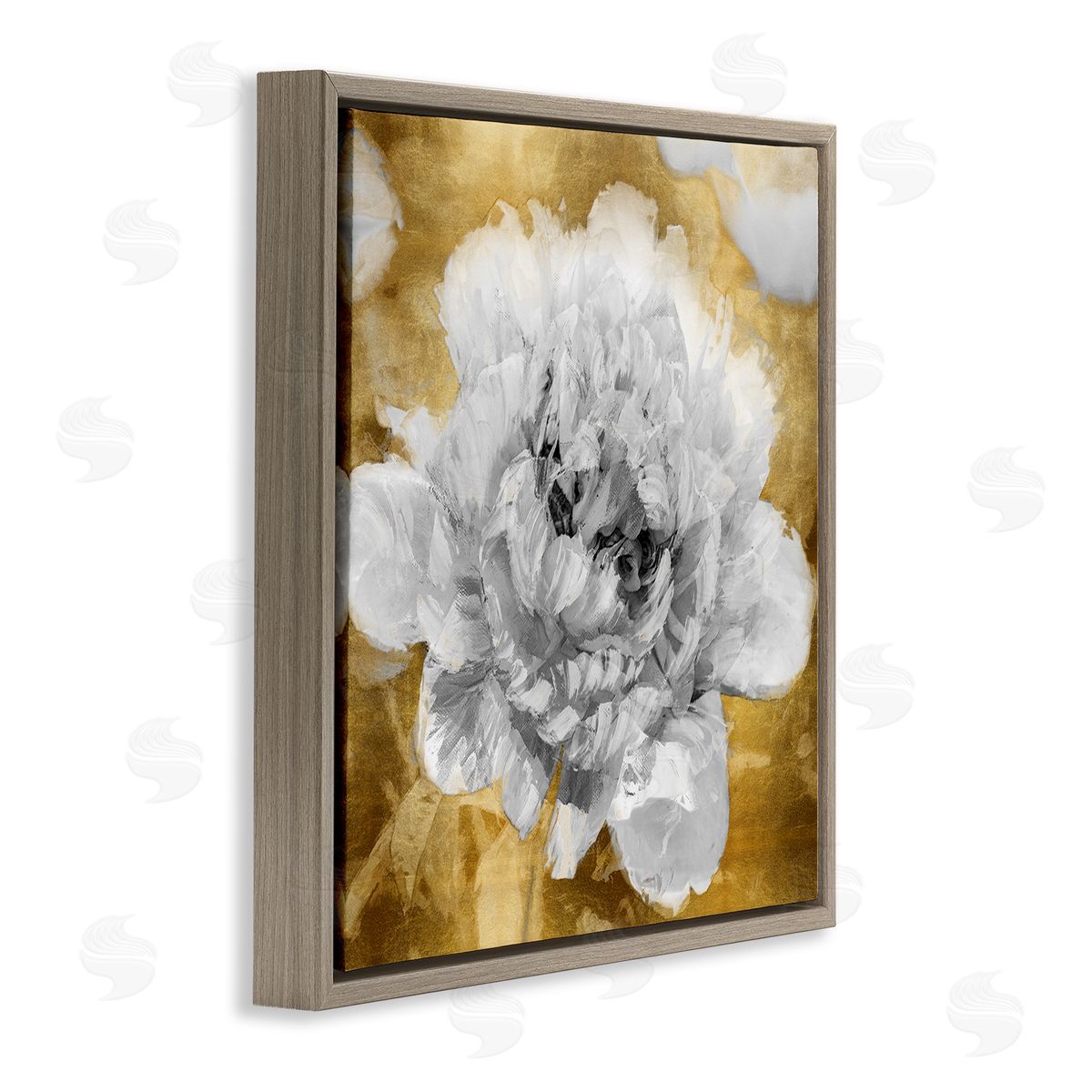 Shawna Sullivan Muted Peony Floral Blossoming Glam Flower Painting Brown Floating Frame Canvas Wall Art Print