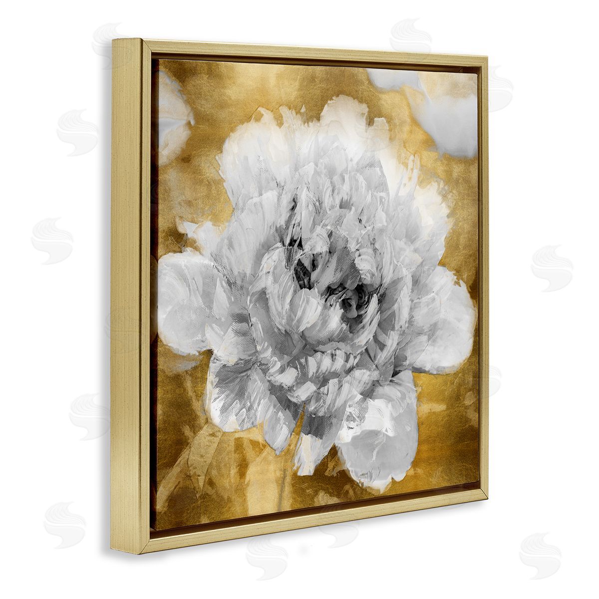 Shawna Sullivan Muted Peony Floral Blossoming Glam Flower Painting Gold Floating Frame Canvas Wall Art Print