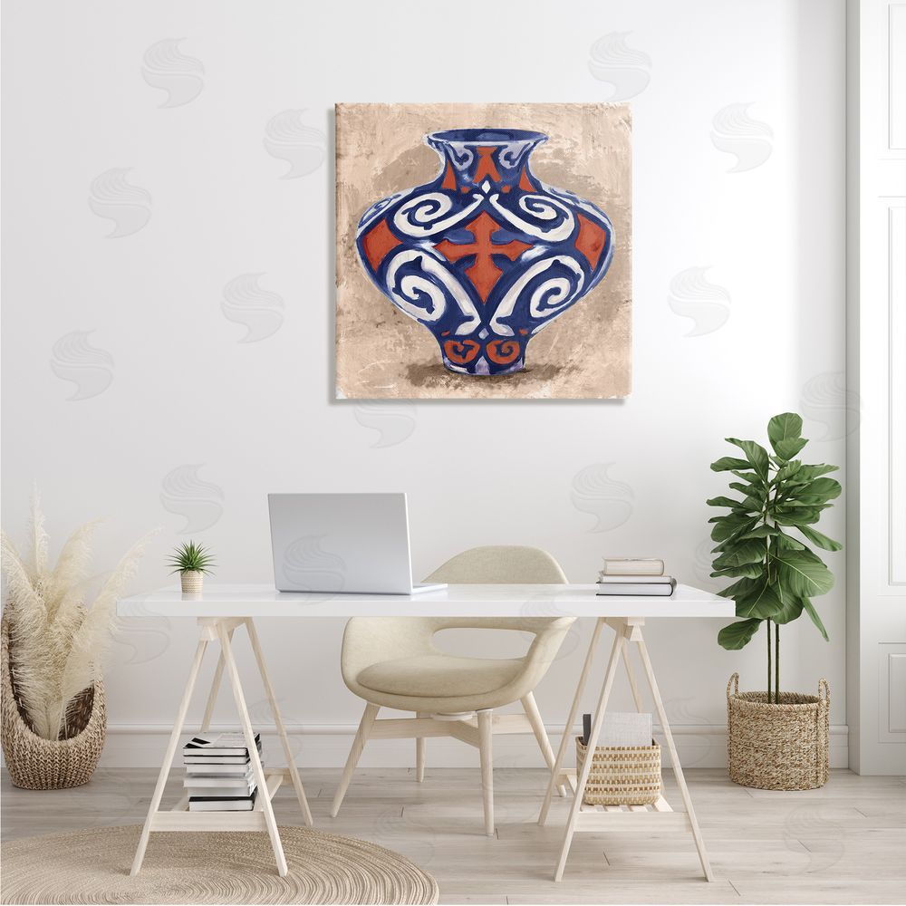 Stupell Studio Ornate Ceramic Vase Still Life Modern Patterned Pottery Canvas Wall Art in Room
