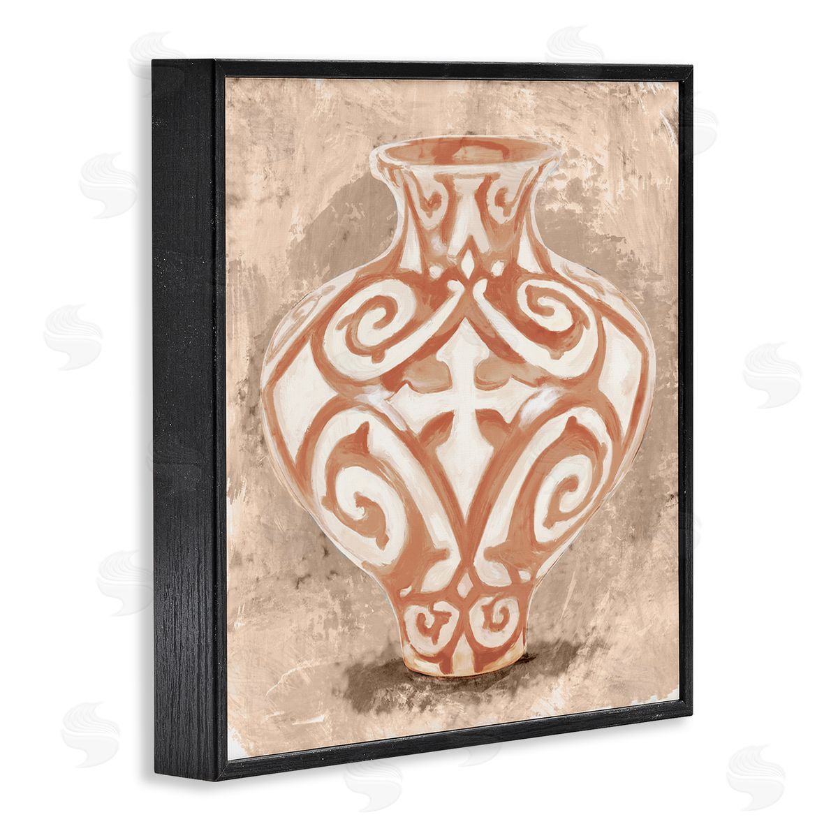 Stupell Studio Modern Urn Still Life Abstract Shape Pattern Black Framed Glicee Wall Art Print