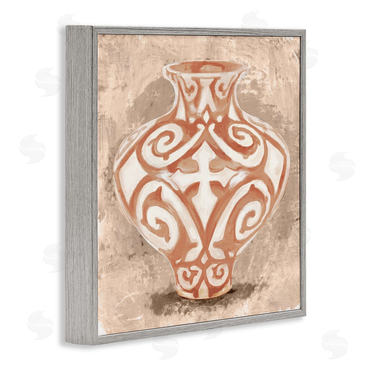 Stupell Studio Modern Urn Still Life Abstract Shape Pattern Gray Framed Glicee Wall Art Print