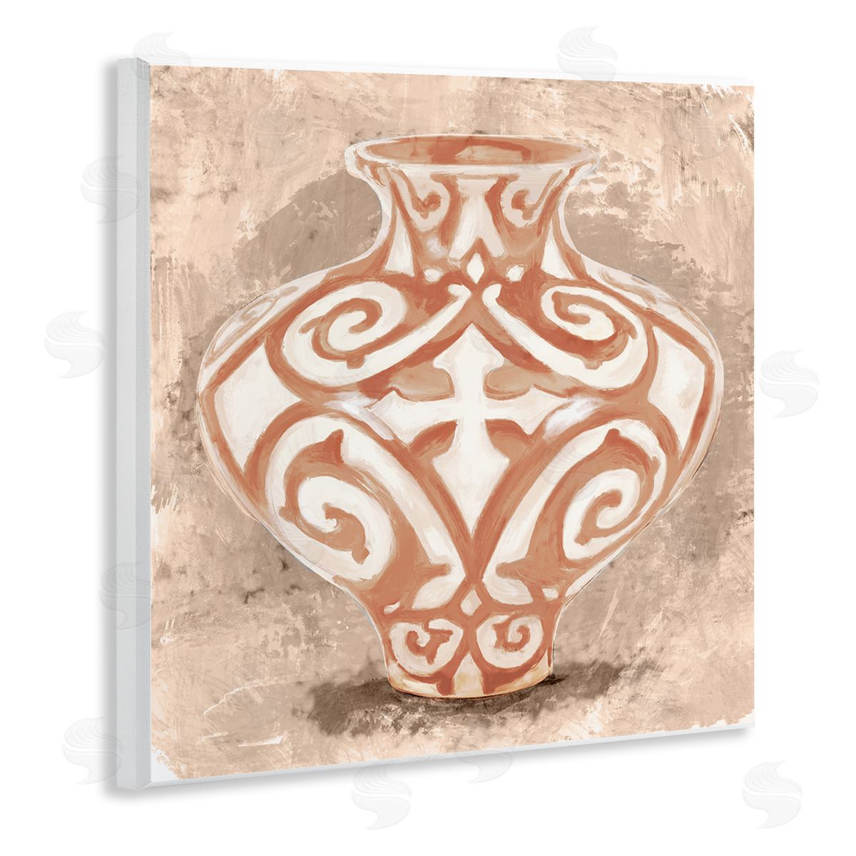 Stupell Studio Modern Urn Still Life Abstract Shape Pattern Wooden Wall Plaque Art Print