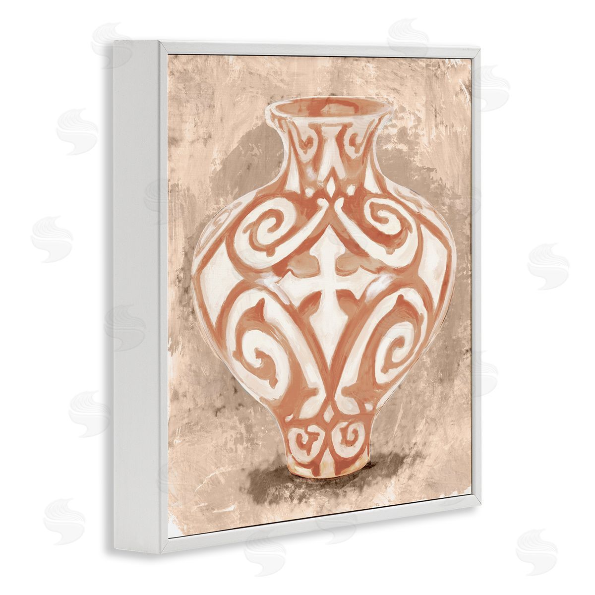 Stupell Studio Modern Urn Still Life Abstract Shape Pattern White Framed Glicee Wall Art Print