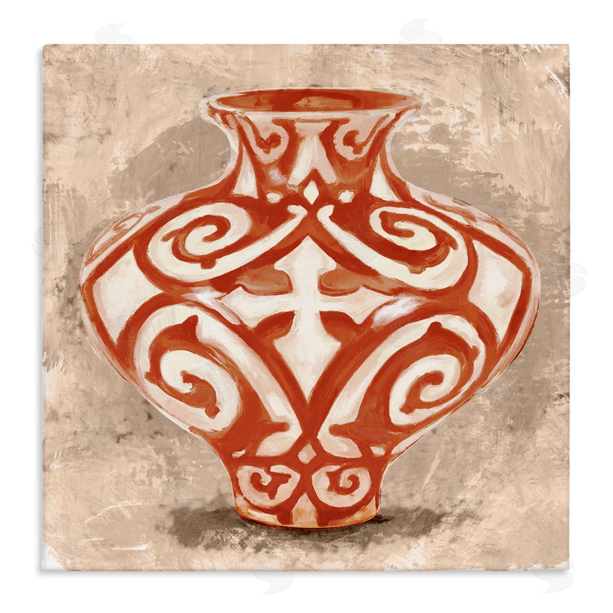 Stupell Studio Round Urn Modern Still Life Bold Red Pattern Stretched Canvas Wall Art Print