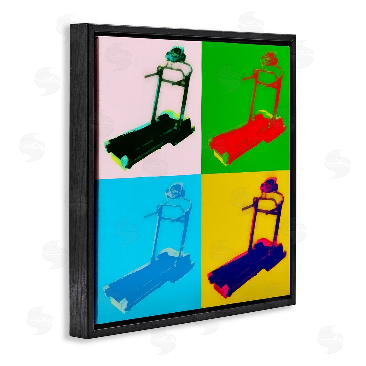 Daniel Sproul Abstract Treadmill Pop Art Modern Exercise Interpretation Black Floating Frame Canvas Wall Art Print