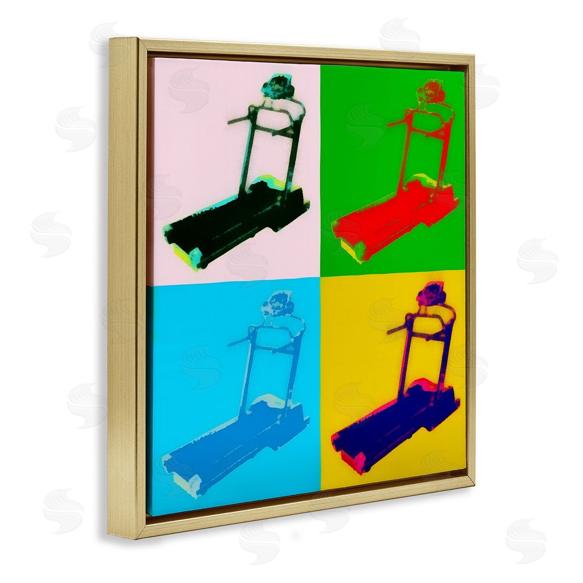 Daniel Sproul Abstract Treadmill Pop Art Modern Exercise Interpretation Gold Floating Frame Canvas Wall Art Print