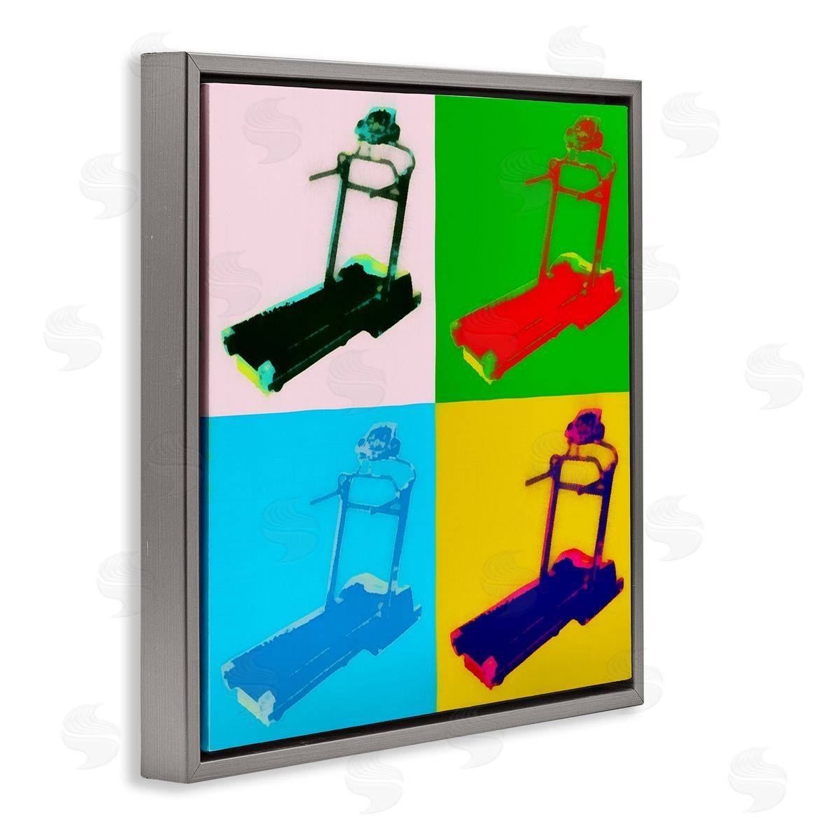 Daniel Sproul Abstract Treadmill Pop Art Modern Exercise Interpretation Gray Floating Frame Canvas Wall Art Print