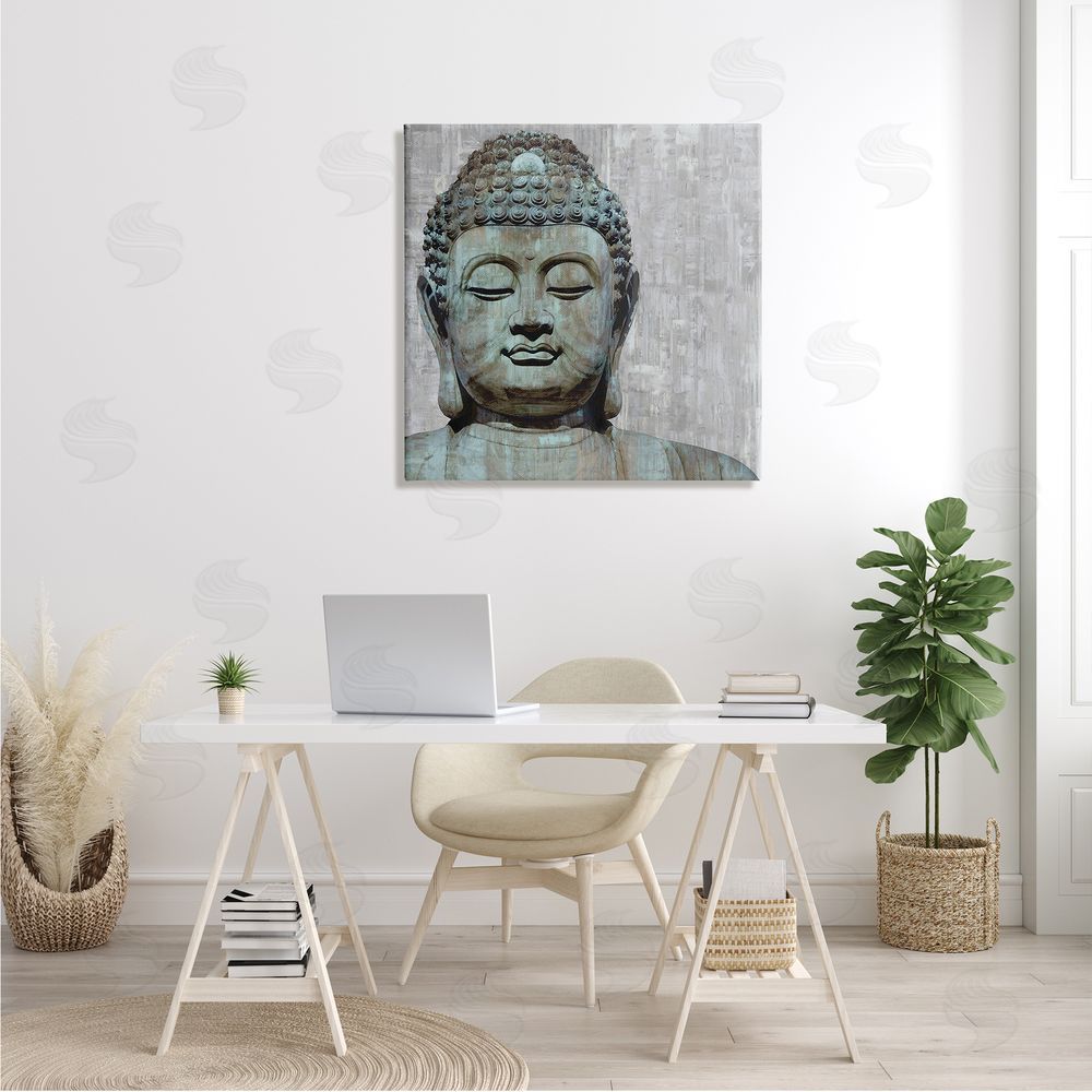 Tom Bray Buddha Meditating Figure Closed Eyes Concentration Canvas Wall Art in Room