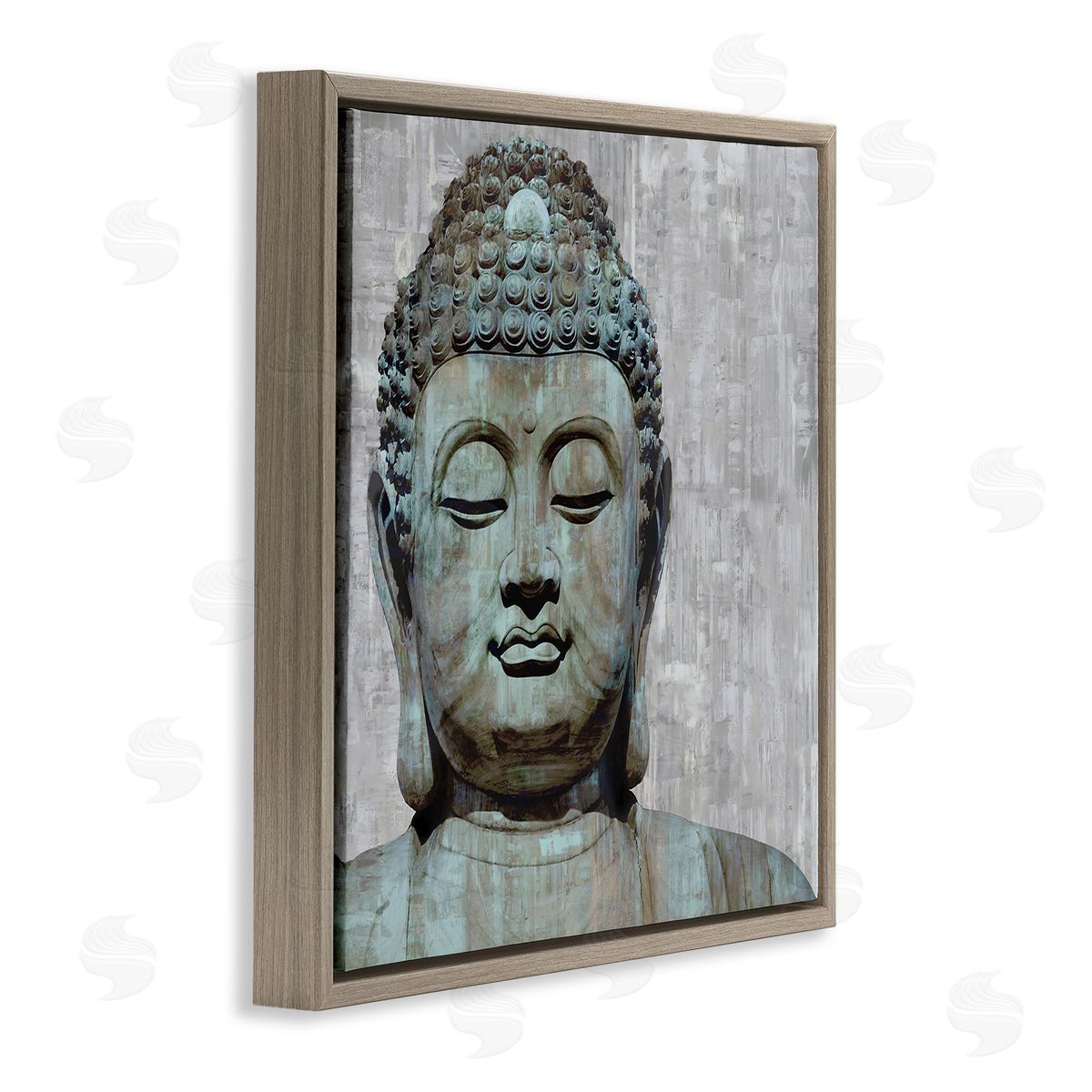 Tom Bray Buddha Meditating Figure Closed Eyes Concentration Brown Floating Frame Canvas Wall Art Print
