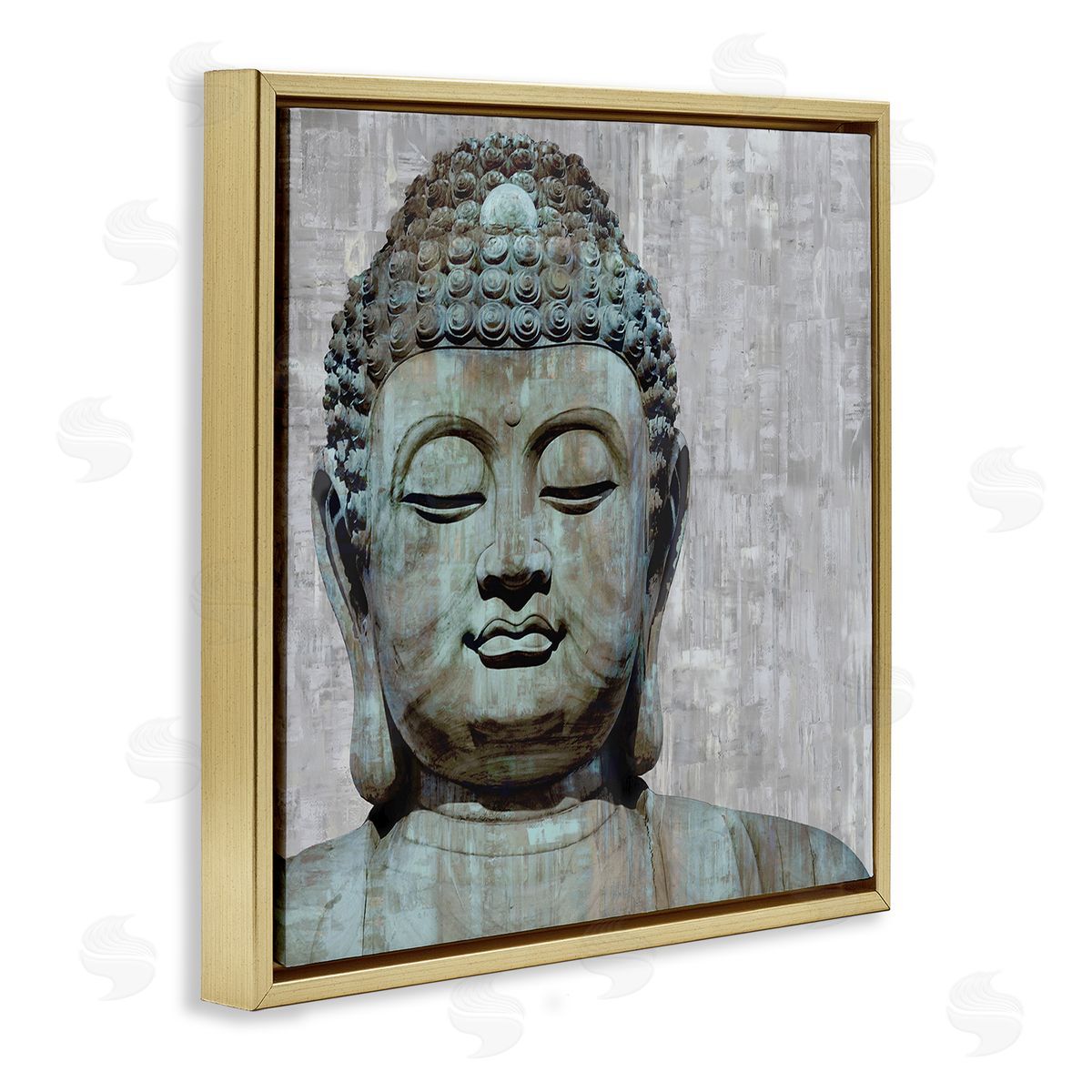 Tom Bray Buddha Meditating Figure Closed Eyes Concentration Gold Floating Frame Canvas Wall Art Print