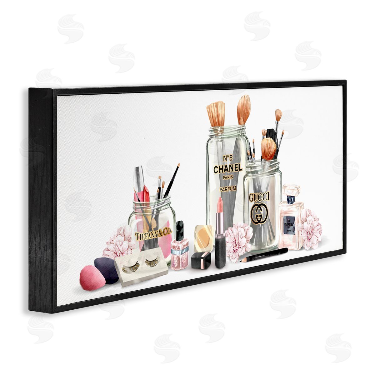 Floral Makeup Collection Still Life Black Frame Print Wall Art, Home Decor by Ziwei Li