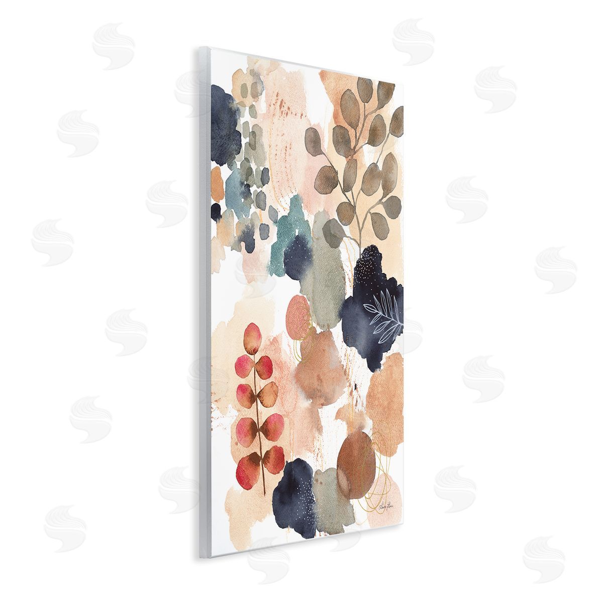 Abstract Botanical Shape Collage Wood Plaque Wall Art, Home Decor by Laura Horn