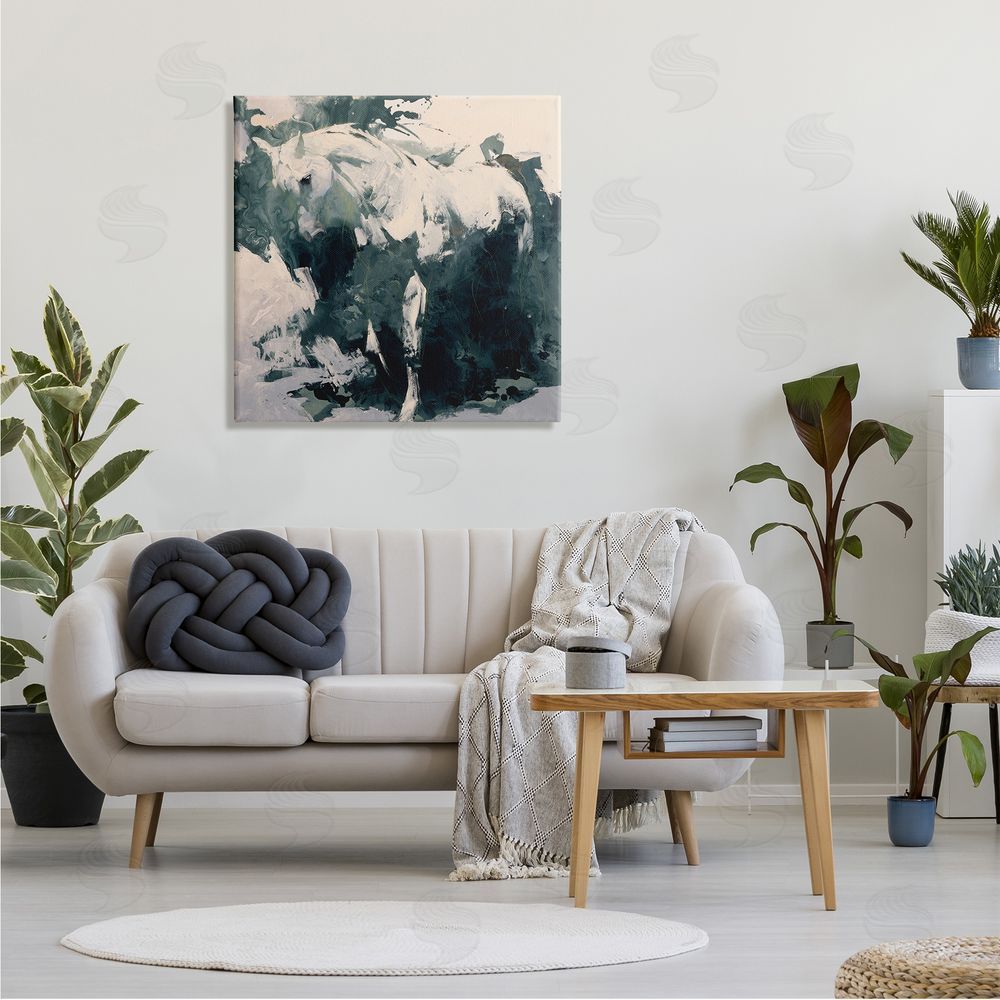 Julie T. Chapman Abstract Horse Portrait Busy Bold Movement Modern Painting Canvas Wall Art in Room