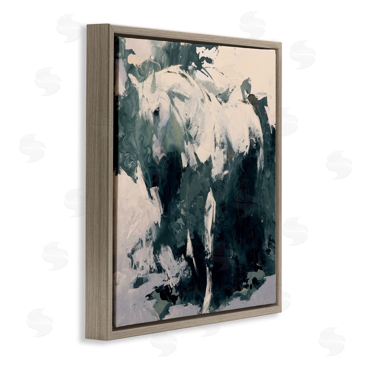 Julie T. Chapman Abstract Horse Portrait Busy Bold Movement Modern Painting Brown Floating Frame Canvas Wall Art Print