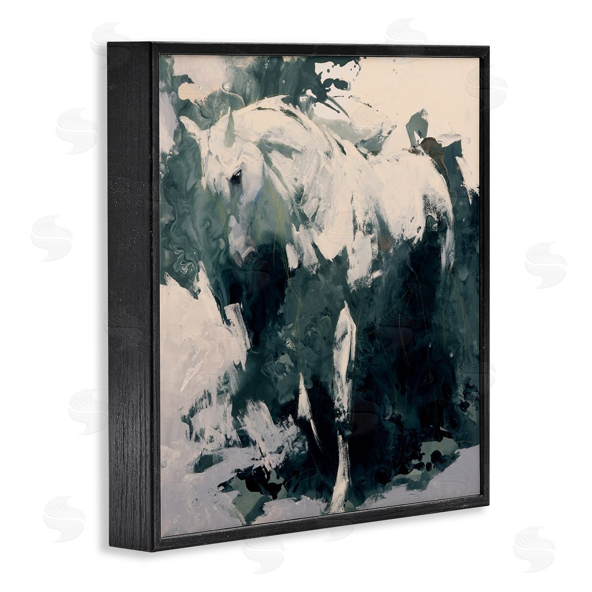 Julie T. Chapman Abstract Horse Portrait Busy Bold Movement Modern Painting Black Framed Glicee Wall Art Print