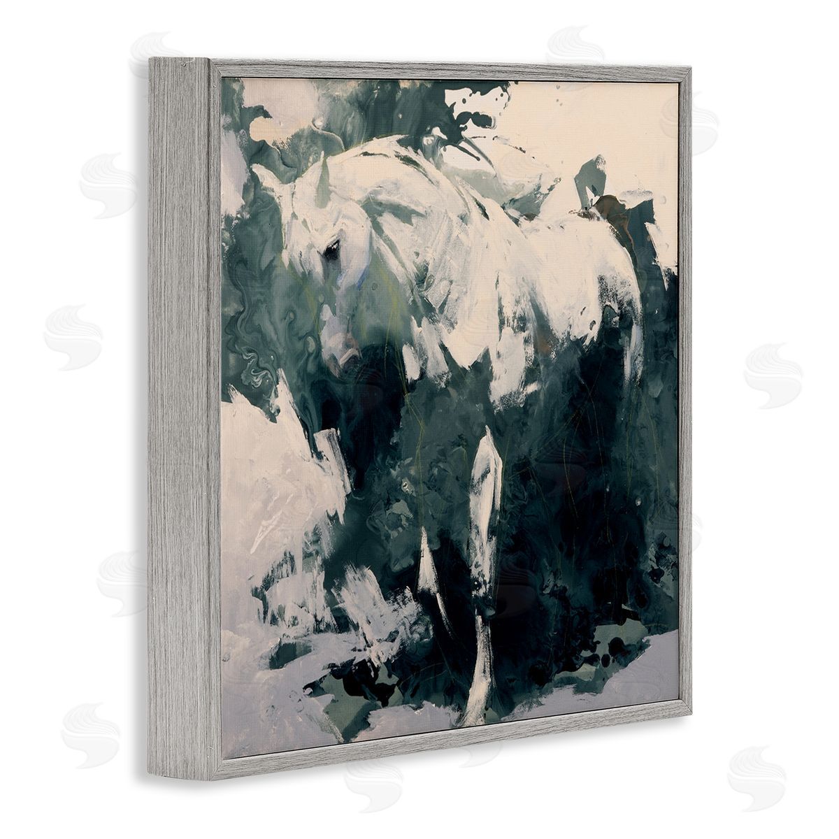 Julie T. Chapman Abstract Horse Portrait Busy Bold Movement Modern Painting Gray Framed Glicee Wall Art Print