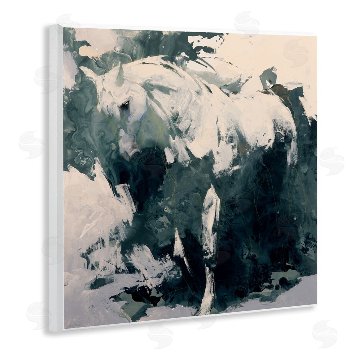Julie T. Chapman Abstract Horse Portrait Busy Bold Movement Modern Painting Wooden Wall Plaque Art Print
