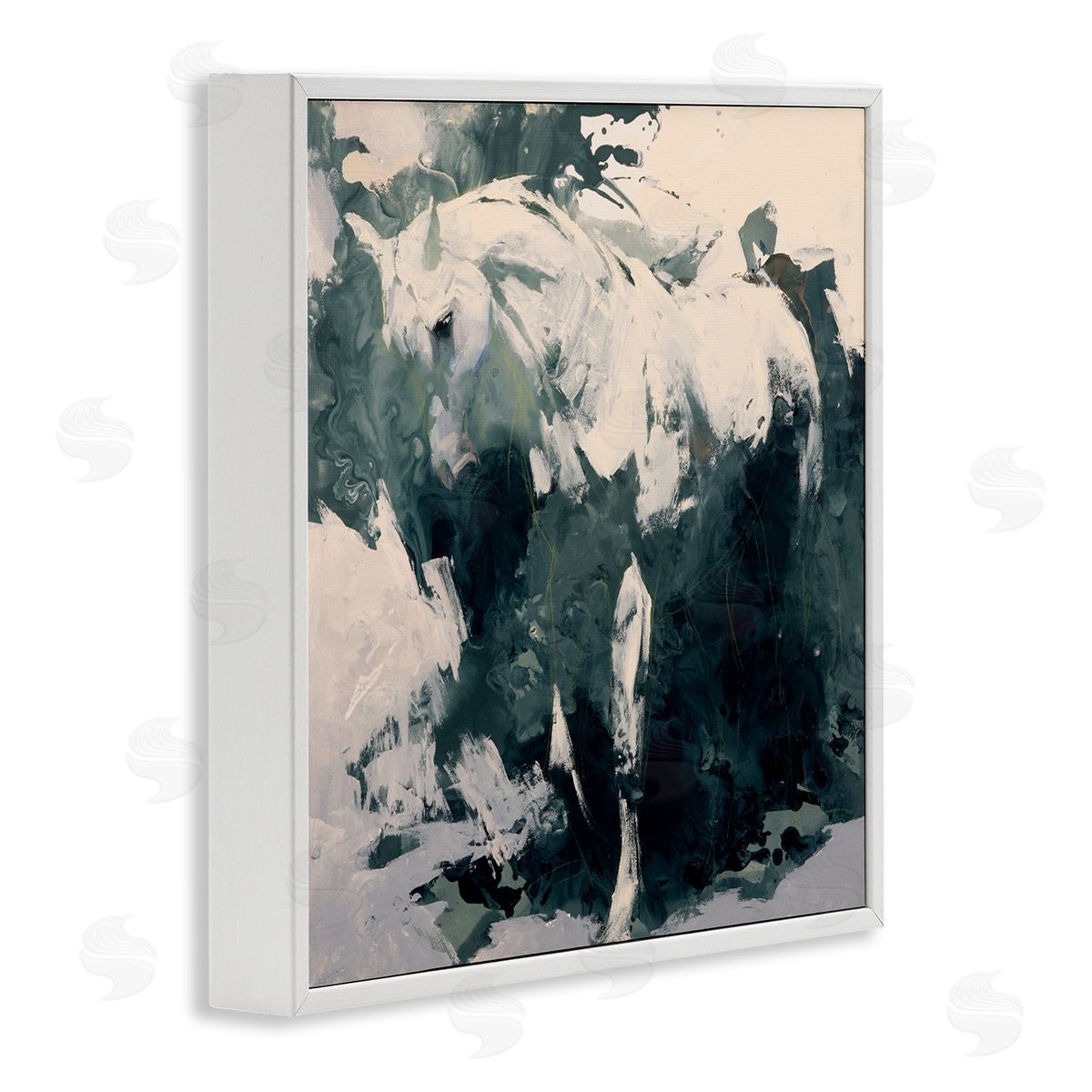 Julie T. Chapman Abstract Horse Portrait Busy Bold Movement Modern Painting White Framed Glicee Wall Art Print