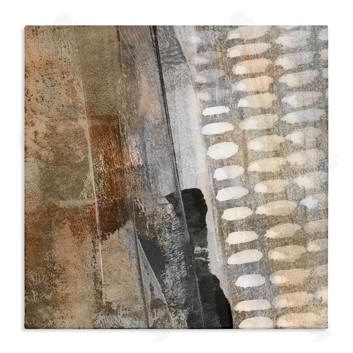 Dan Meneely Abstract Pathway Industrial Shape Composition Rust Tone Stretched Canvas Wall Art Print