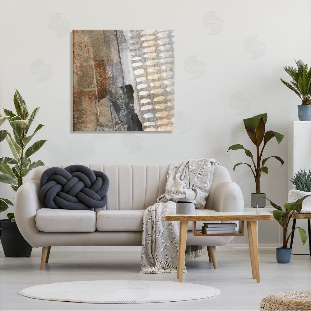 Dan Meneely Abstract Pathway Industrial Shape Composition Rust Tone Canvas Wall Art in Room