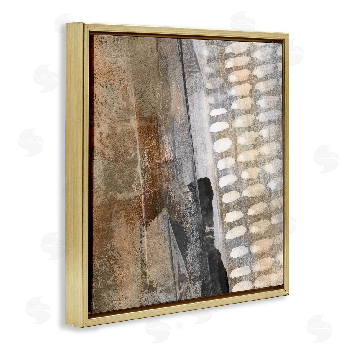 Dan Meneely Abstract Pathway Industrial Shape Composition Rust Tone Gold Floating Frame Canvas Wall Art Print