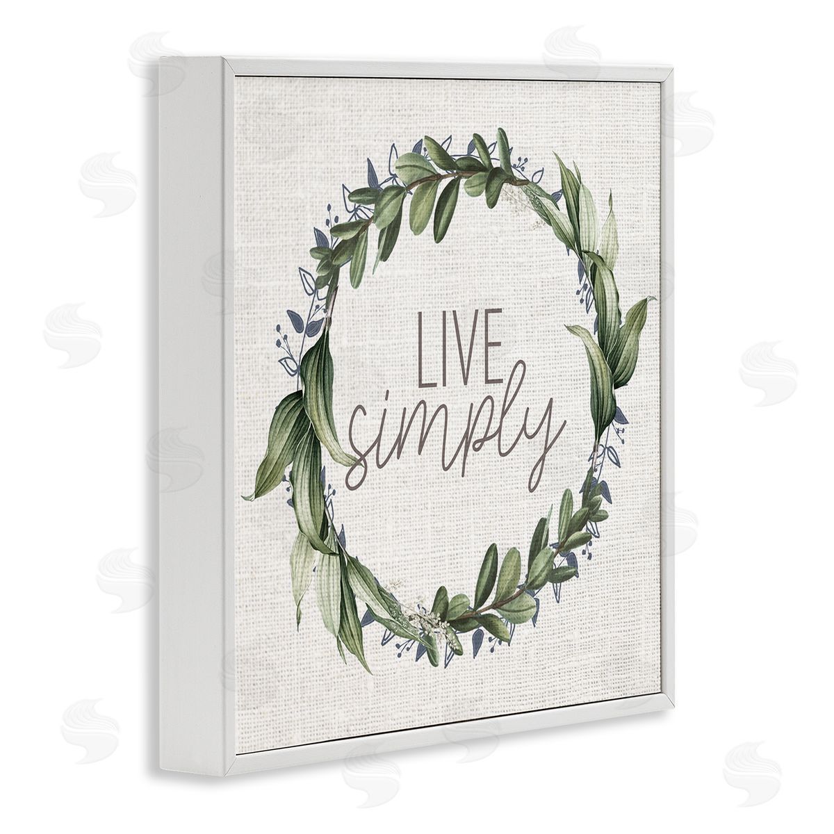 Kim Allen Live Simply Phrase Green Botanical Leaf Wreath White Framed Glicee Wall Art Print