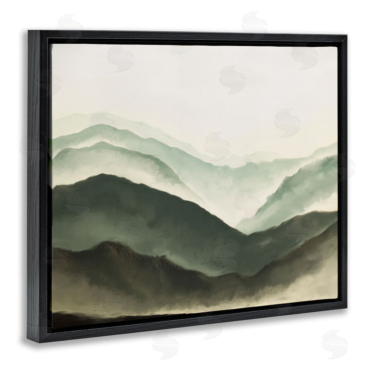 Atmospheric Mountain Range Black Floating Frame Canvas Wall Art, Home Decor by JJ Design House LLC