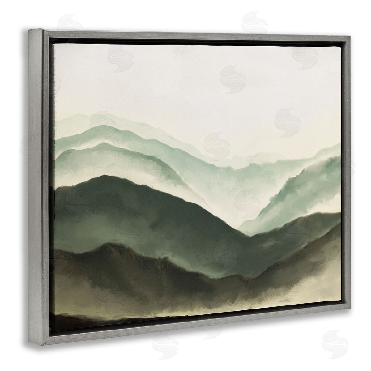 Atmospheric Mountain Range Grey Floating Frame Canvas Wall Art, Home Decor by JJ Design House LLC
