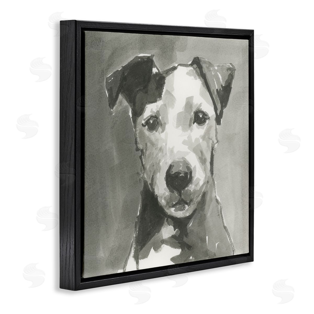 Muted Dog with Quiet Expression Black Floating Frame Canvas Wall Art, Home Decor by Cartissi