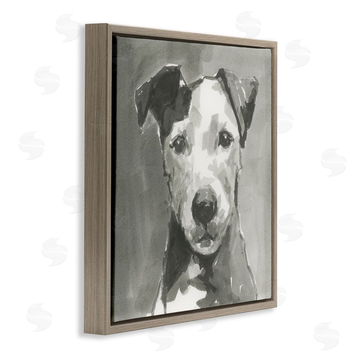 Muted Dog with Quiet Expression Brown Floating Frame Canvas Wall Art, Home Decor by Cartissi