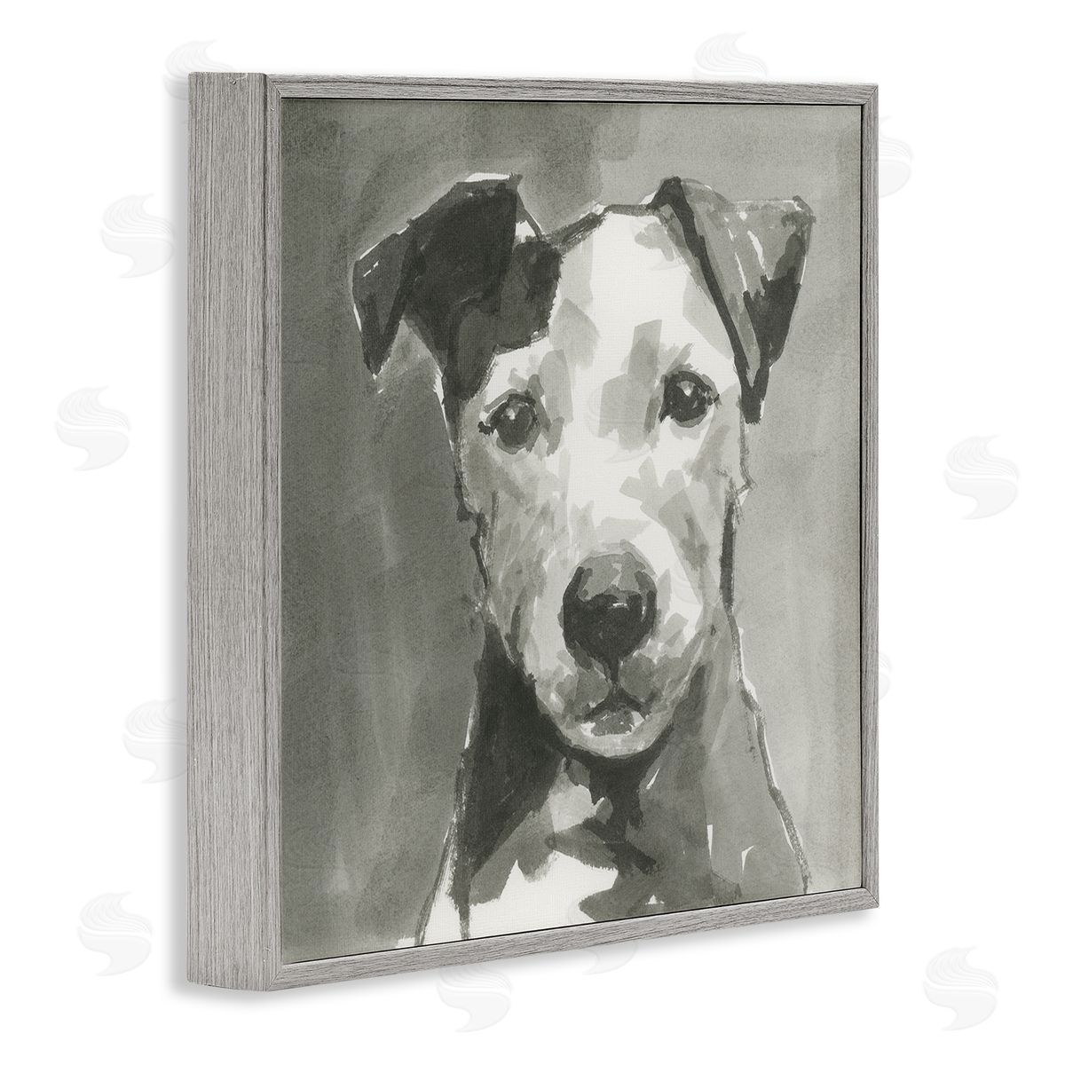 Muted Dog with Quiet Expression Grey Frame Print Wall Art, Home Decor by Cartissi