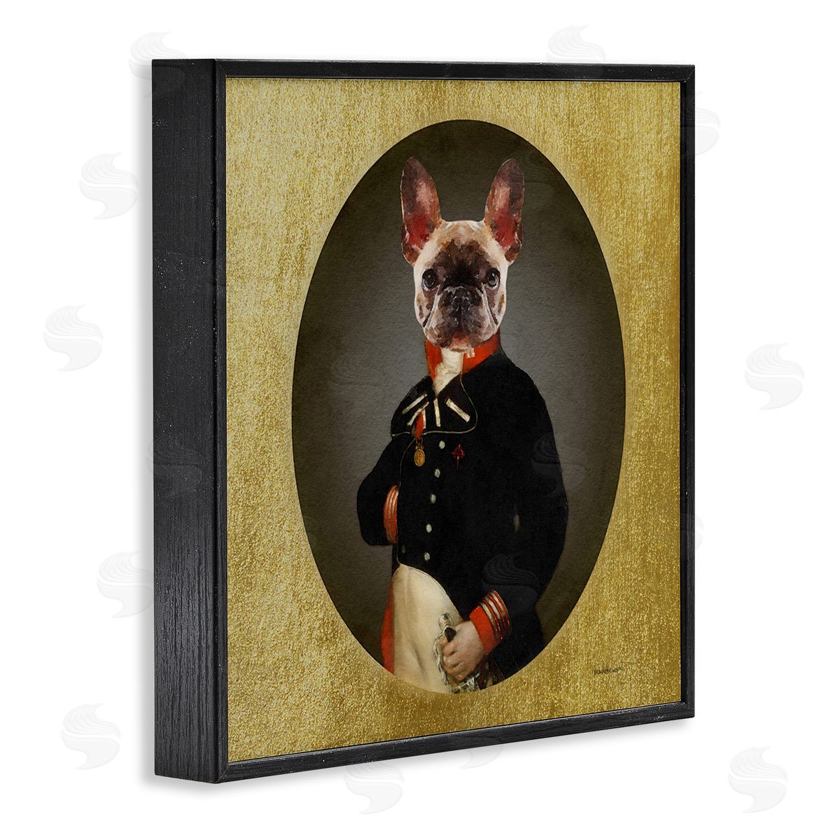 Amanda Greenwood Military French Bulldog Funny Conquistador Dog Fashion Black Framed Glicee Wall Art Print