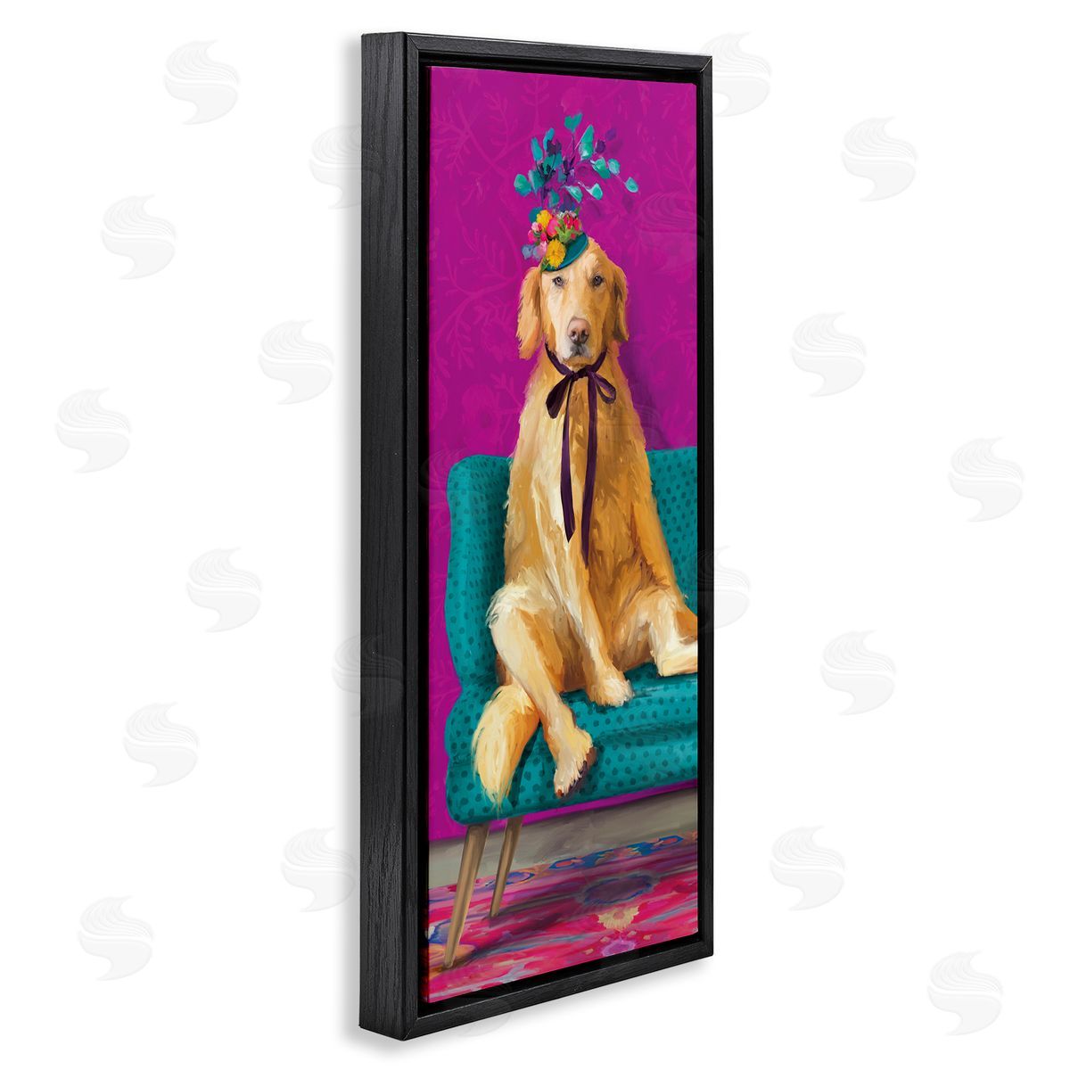 Kamdon Kreations Extravagant Pampered Dog Portrait Contemporary Furniture Floral Pattern