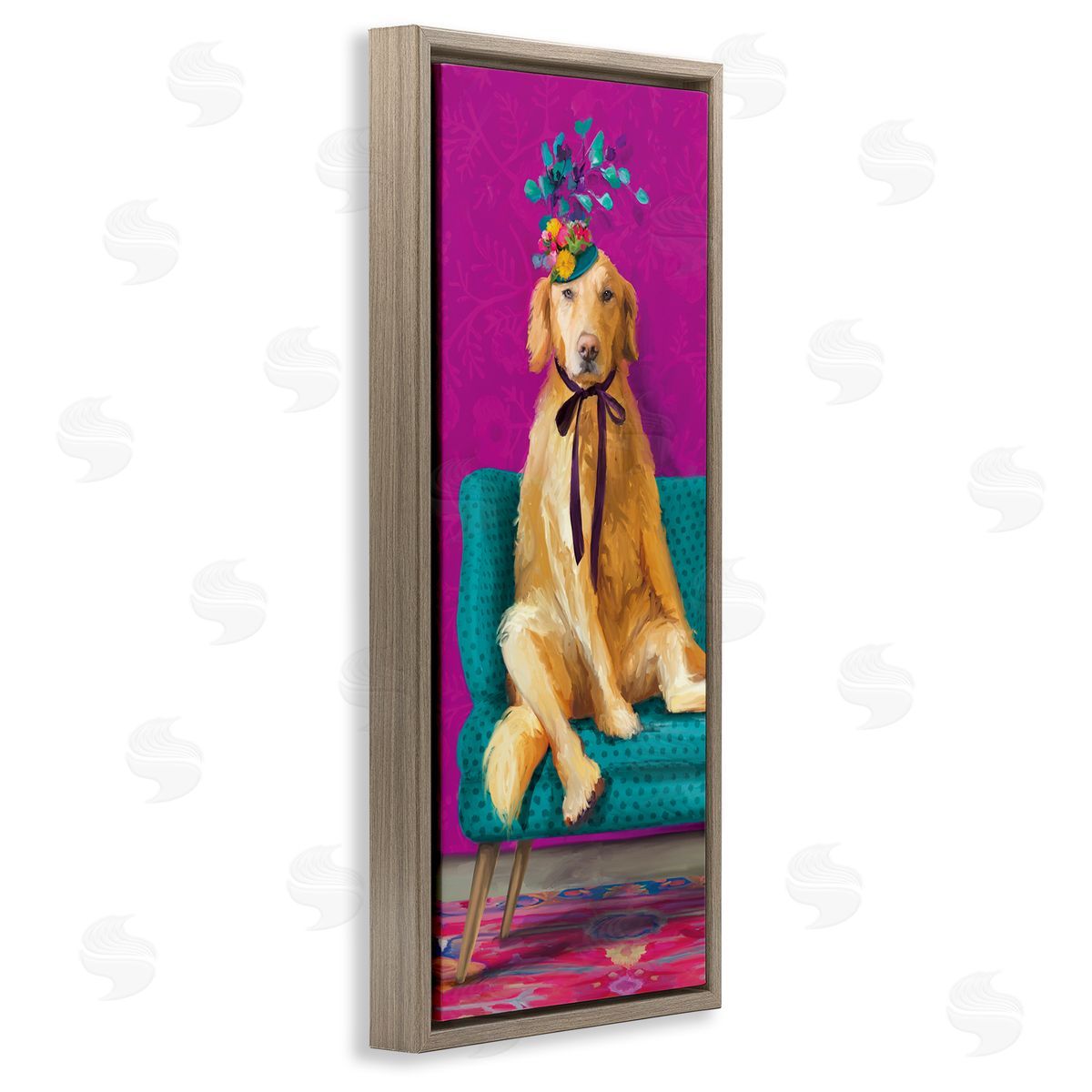 Kamdon Kreations Extravagant Pampered Dog Portrait Contemporary Furniture Floral Pattern