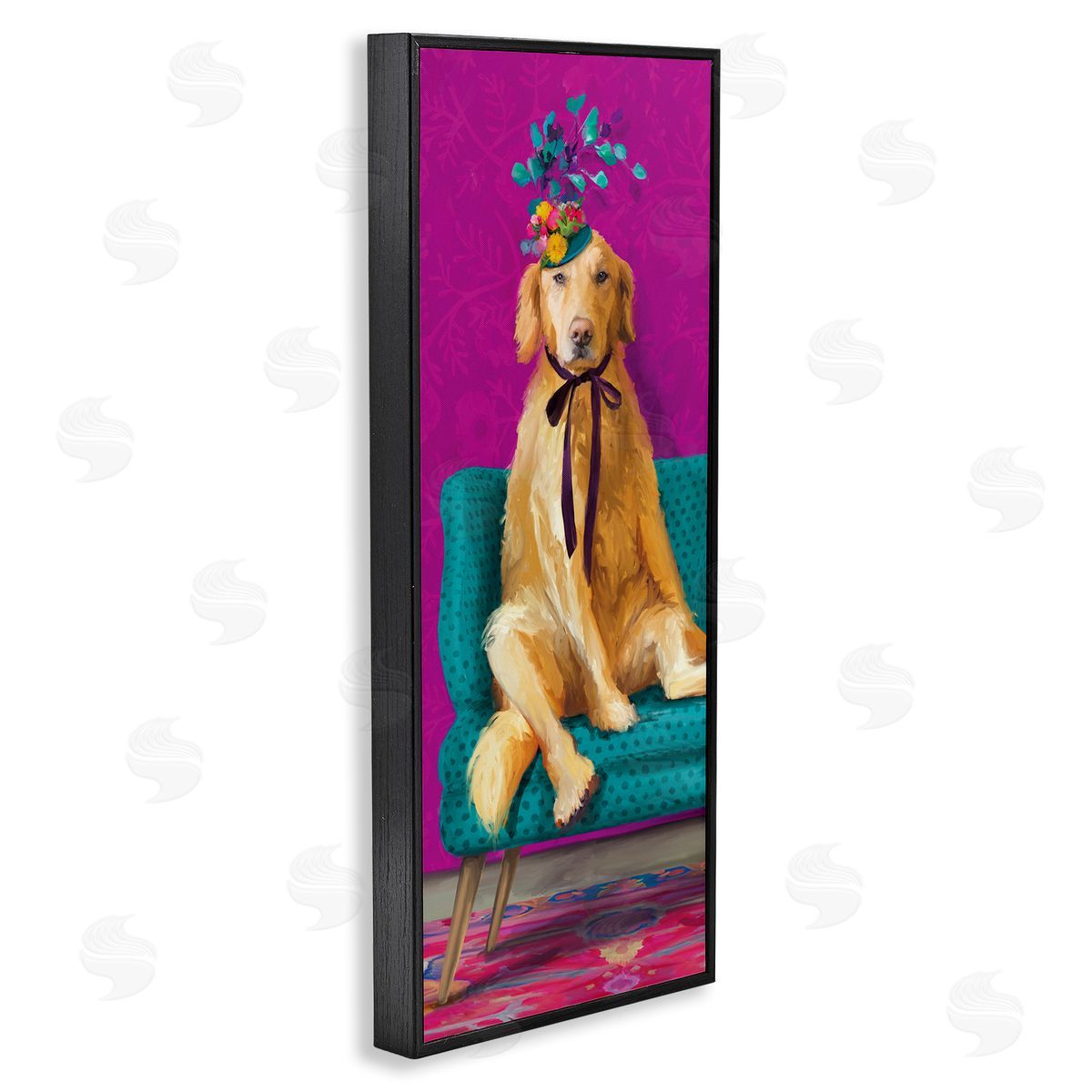 Kamdon Kreations Extravagant Pampered Dog Portrait Contemporary Furniture Floral Pattern