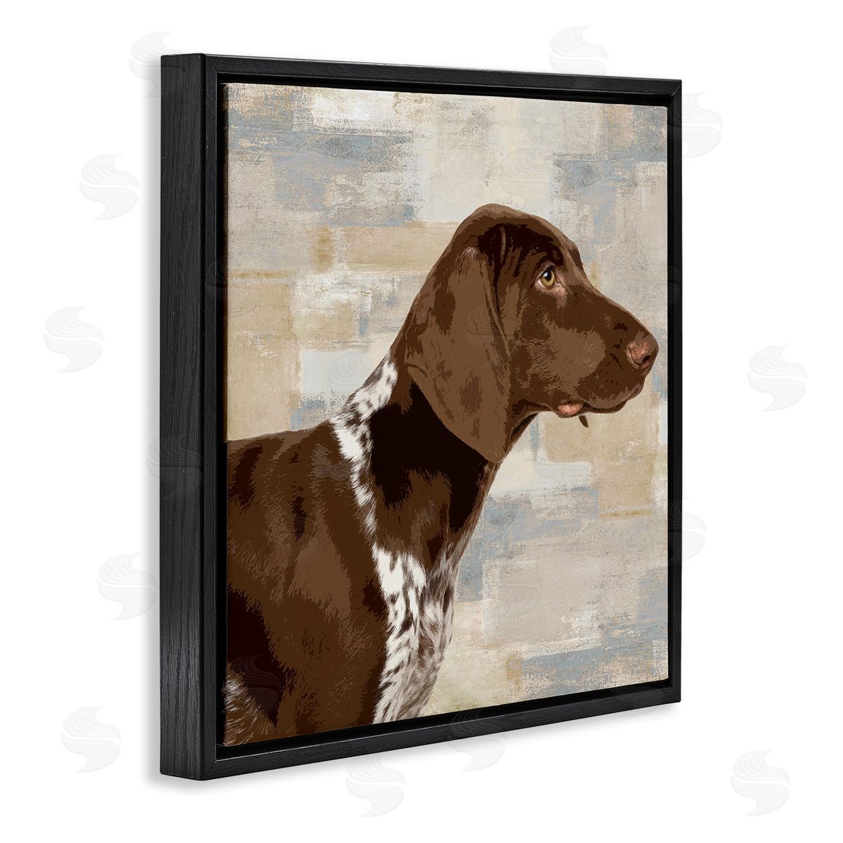 Keri Rodgers Gazing Pointer Dog Vintage Dog Portrait Black Floating Frame Canvas Wall Art Print