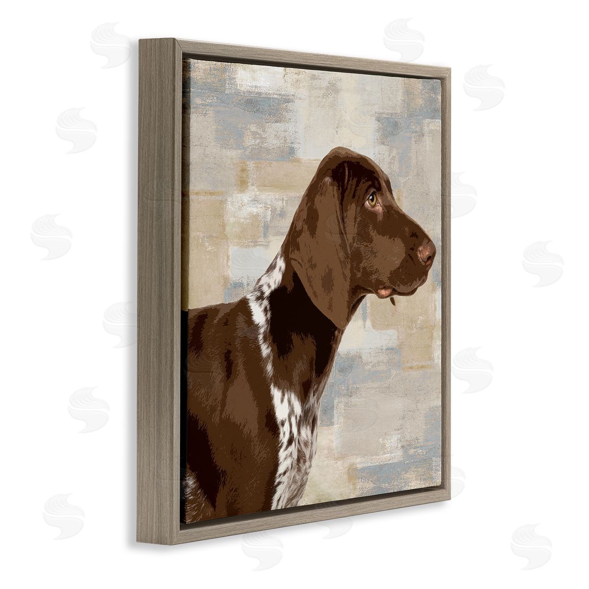 Keri Rodgers Gazing Pointer Dog Vintage Dog Portrait Brown Floating Frame Canvas Wall Art Print