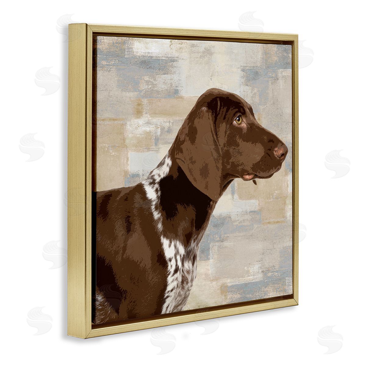 Keri Rodgers Gazing Pointer Dog Vintage Dog Portrait Gold Floating Frame Canvas Wall Art Print