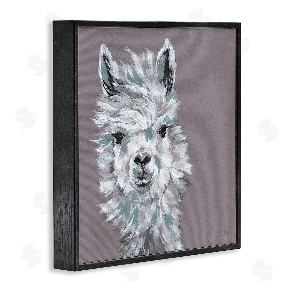 Michele Norman Adventurous Llama Breezy White Haired Alpaca Wise Glance Black Framed Glicee Wall Art Print