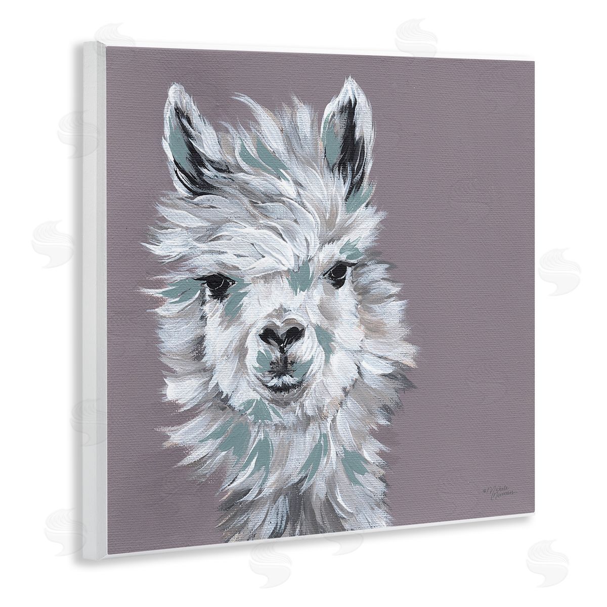 Michele Norman Adventurous Llama Breezy White Haired Alpaca Wise Glance Wooden Wall Plaque Art Print