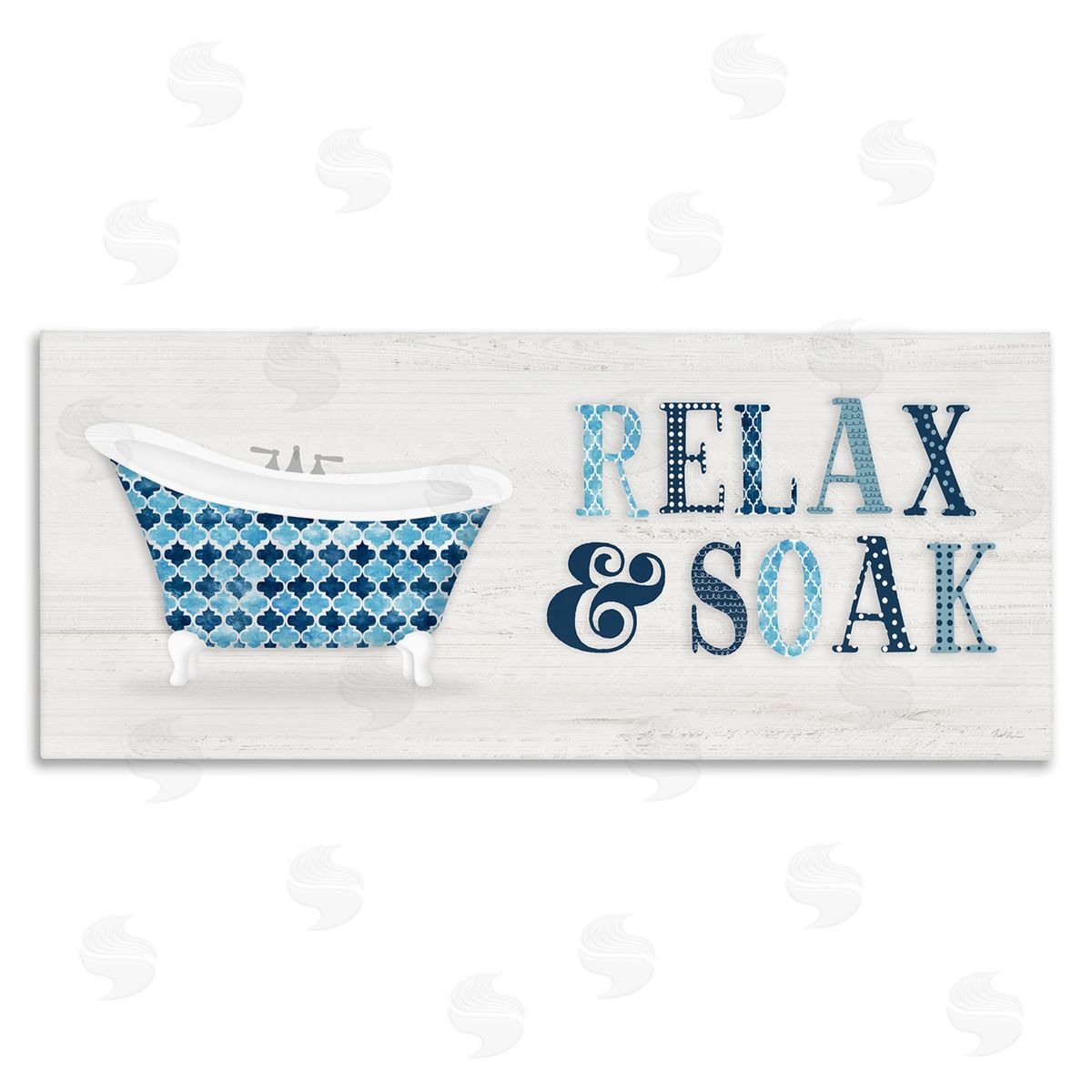 Natalie Carpentieri Soak Relax Tub Geometric Patterned Typography Bathroom Sign