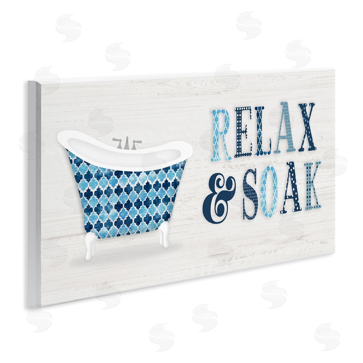 Natalie Carpentieri Soak Relax Tub Geometric Patterned Typography Bathroom Sign