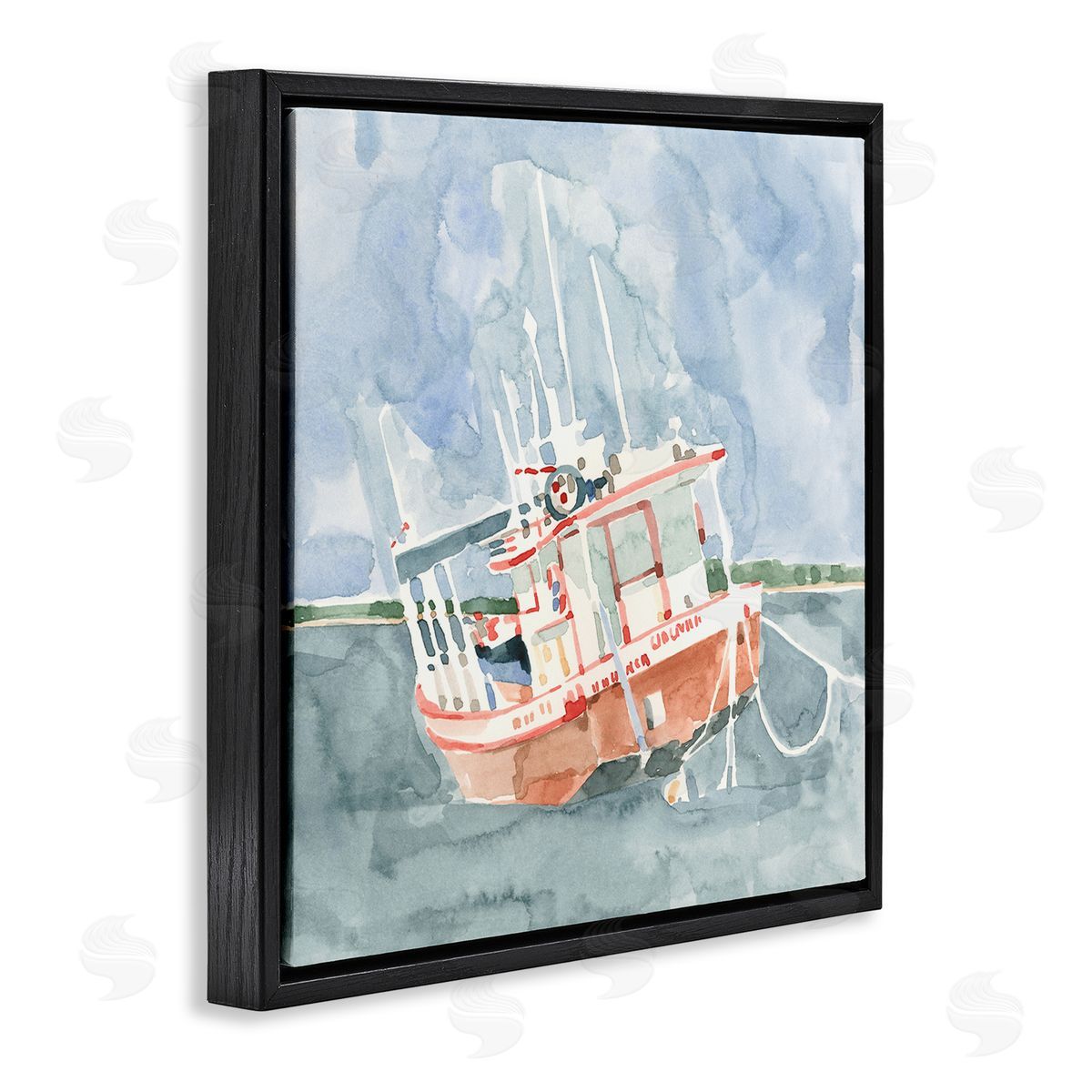 Emma Caroline Coast Guard Boat Transportation Ocean Watercraft  Black Floating Frame Canvas Wall Art Print