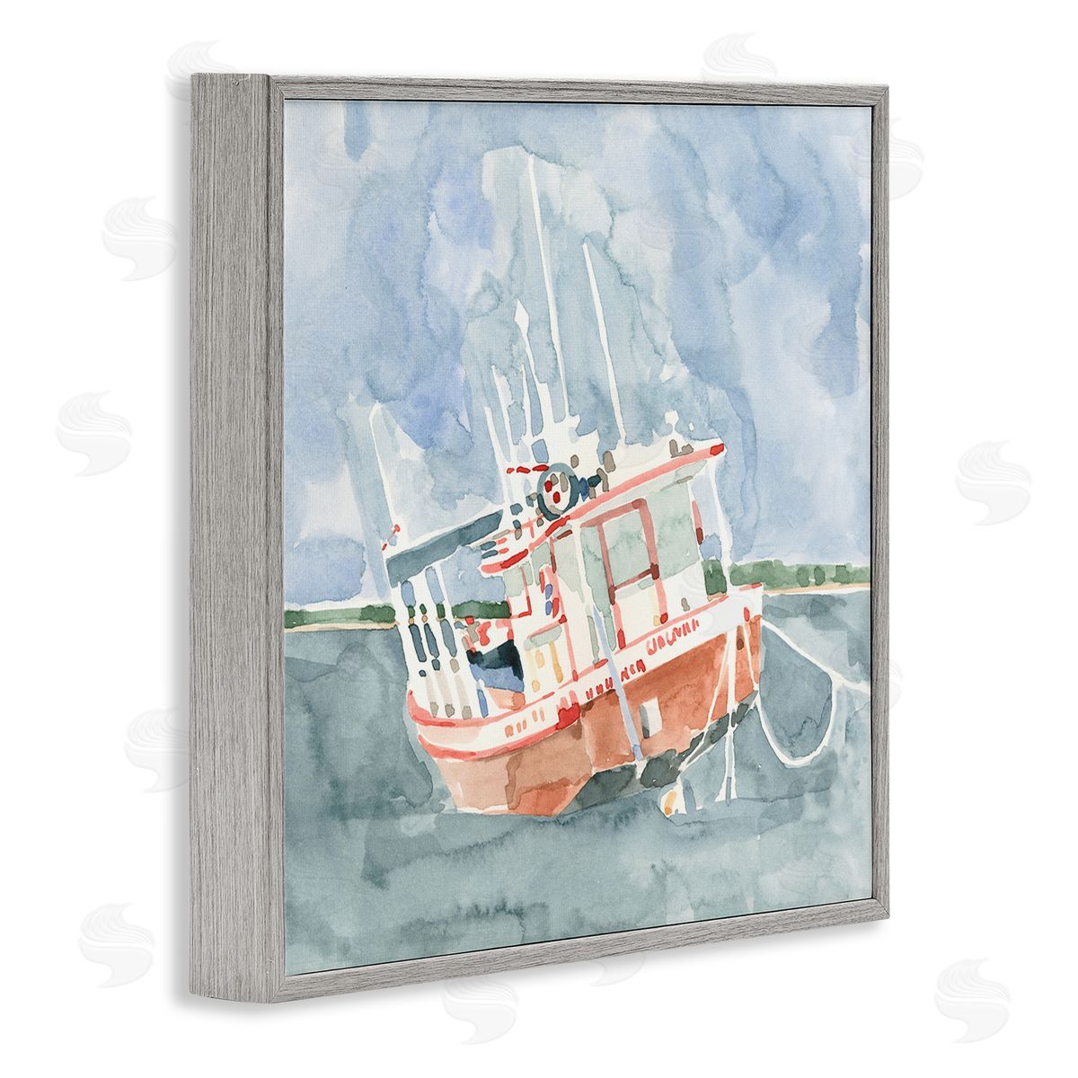 Emma Caroline Coast Guard Boat Transportation Ocean Watercraft  Gray Framed Glicee Wall Art Print