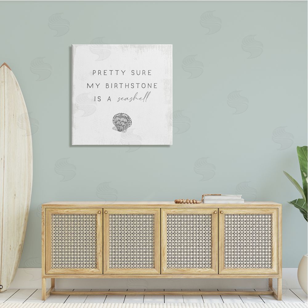 Stupell Studio My Birthstone Is Seashell Vintage Inspirational Saying Canvas Wall Art in Room