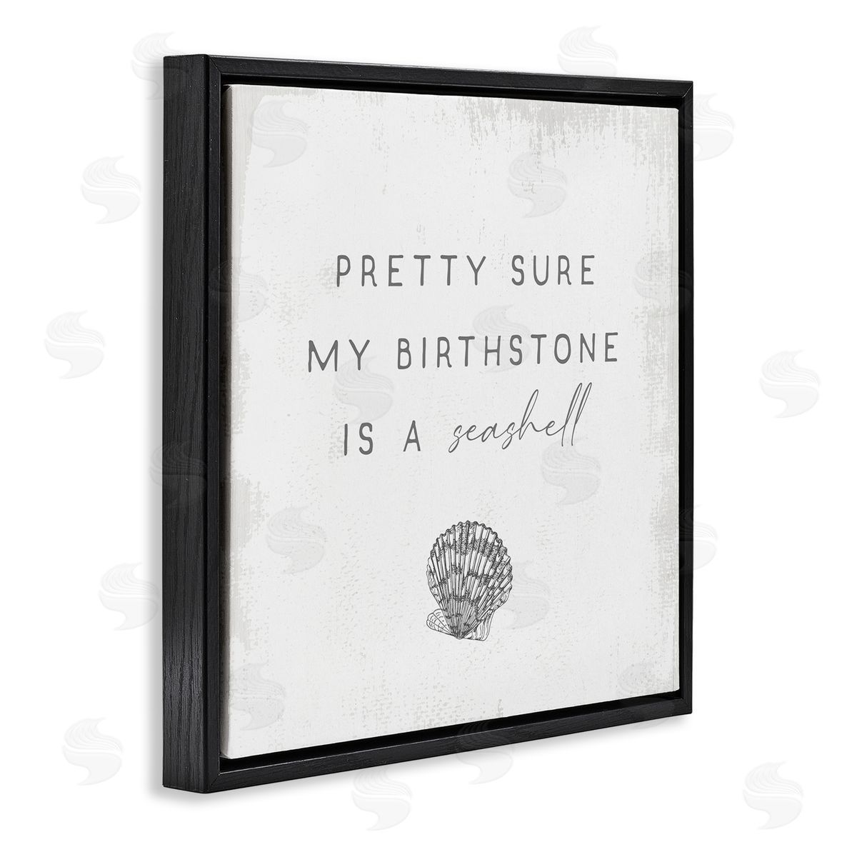 Stupell Studio My Birthstone Is Seashell Vintage Inspirational Saying Black Floating Frame Canvas Wall Art Print