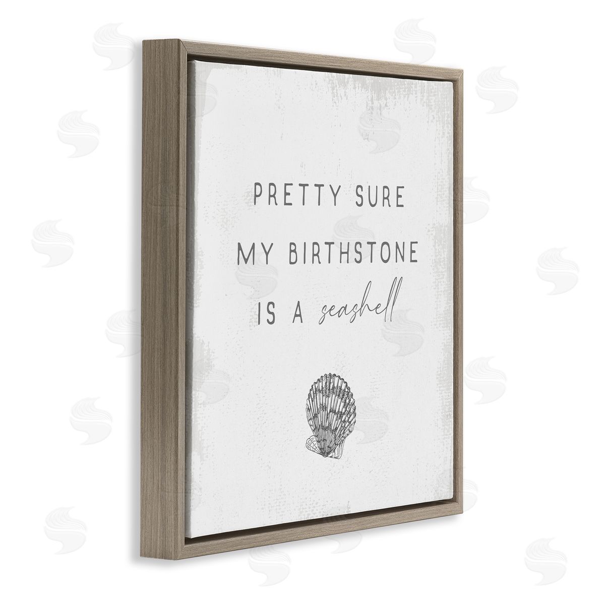 Stupell Studio My Birthstone Is Seashell Vintage Inspirational Saying Brown Floating Frame Canvas Wall Art Print