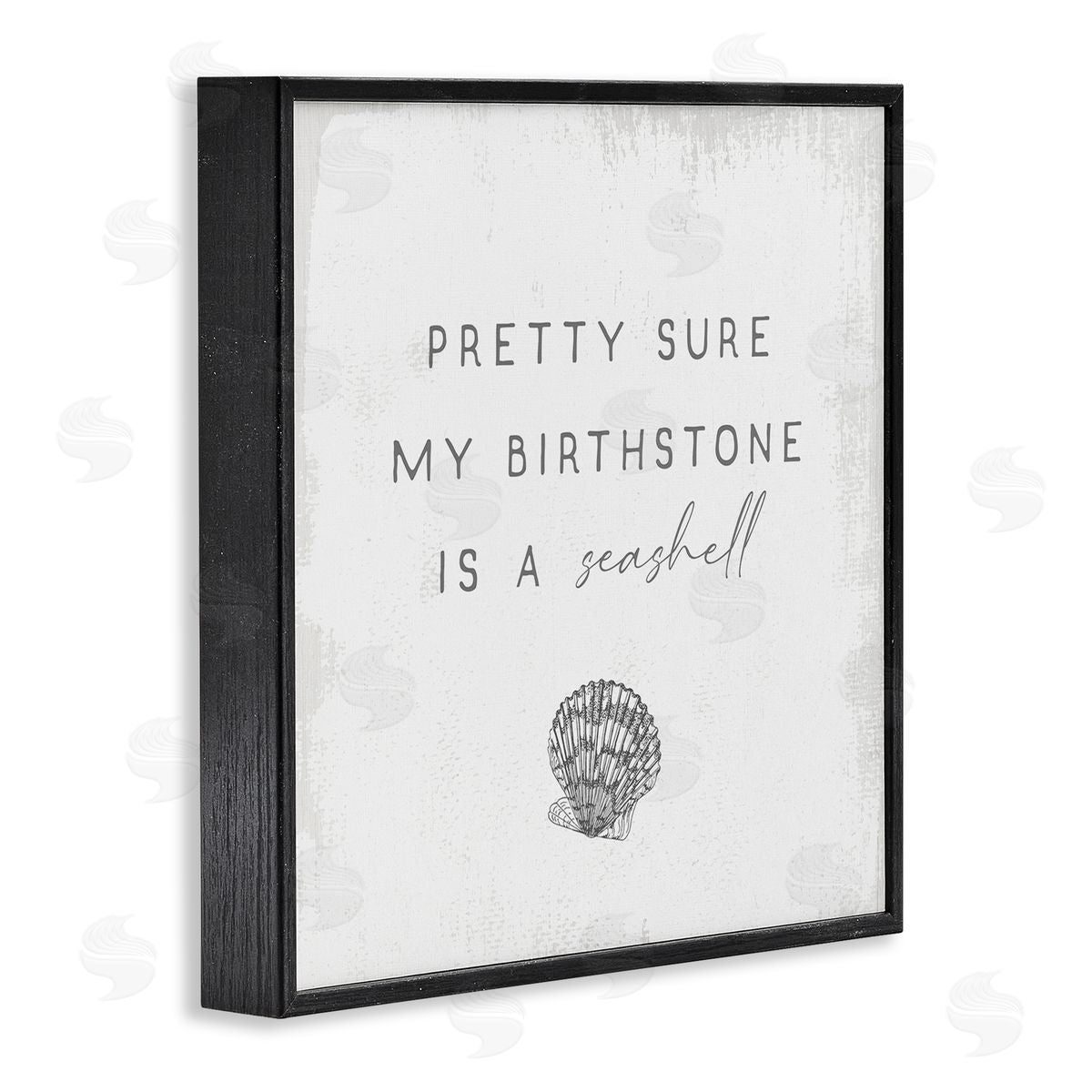 Stupell Studio My Birthstone Is Seashell Vintage Inspirational Saying Black Framed Glicee Wall Art Print