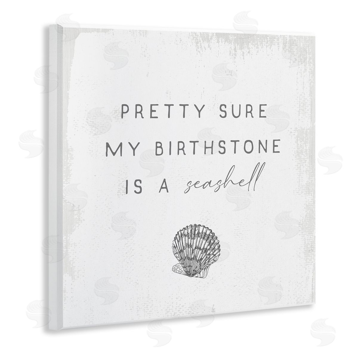 Stupell Studio My Birthstone Is Seashell Vintage Inspirational Saying Wooden Wall Plaque Art Print